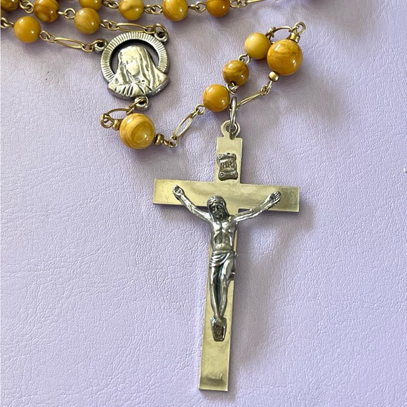 Vintage Rosary Natural Stones - Gold Filled wires and chain. - Picture 3 of 8